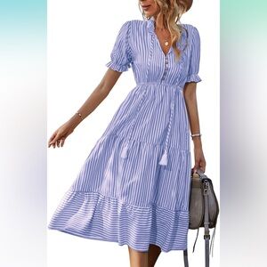 Summer puff sleeve midi dress